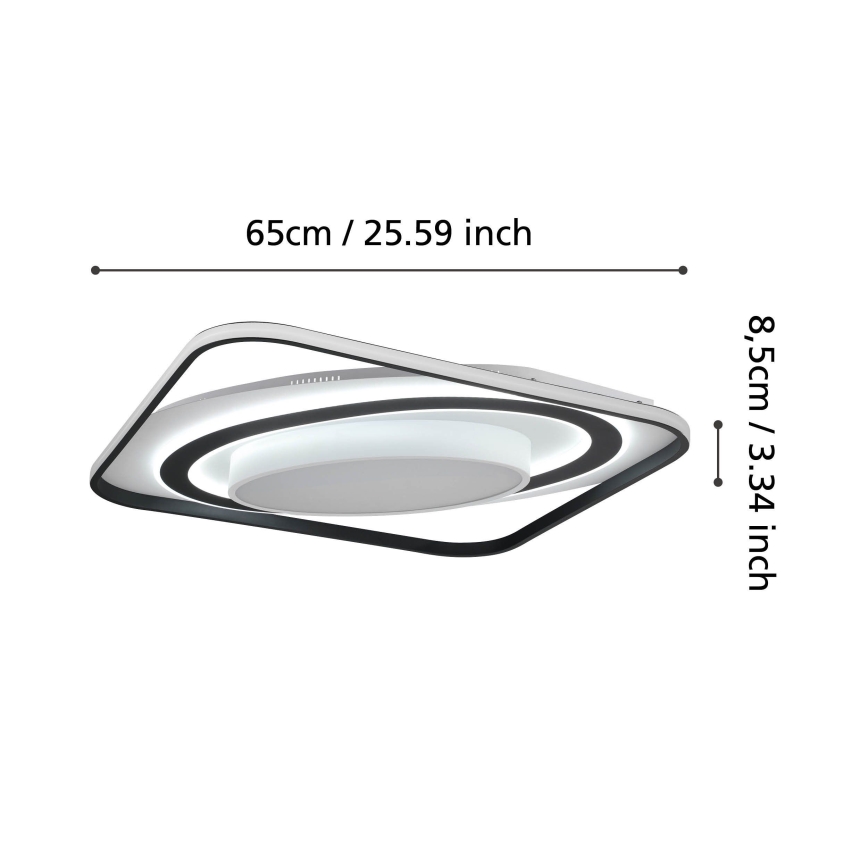 Eglo - LED Димируем плафон LED/28W/230V+LED/13W+ LED/2,8W 3000-6500K черен + дистанционно управление