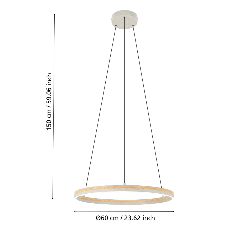 Eglo - LED Димируем пендел LED/36W/230V 3000K сив/дъб