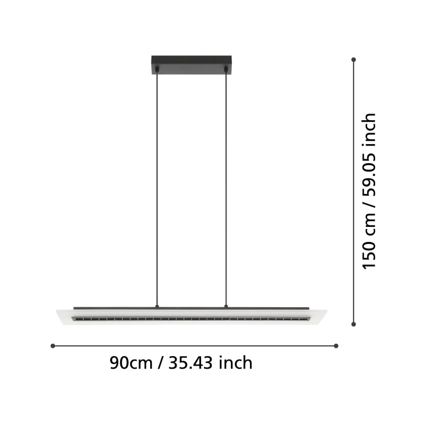 Eglo - LED Димируем пендел LED/57,5W/230V 3000K черен + дистанционно управление