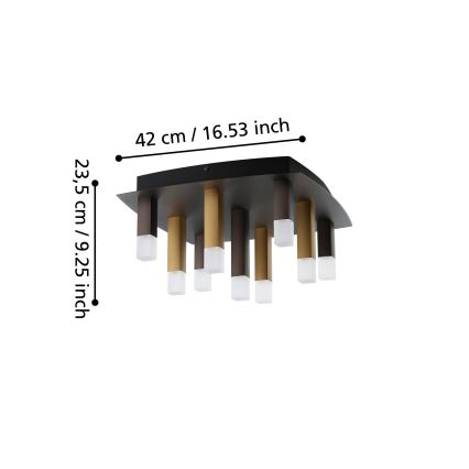 Eglo - LED Димируем плафон 9xLED/3,1W/230V 3000K антрацит/златист