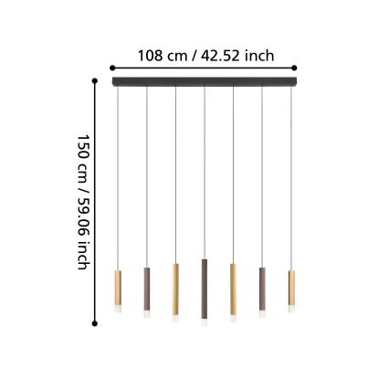 Eglo - LED Димируем пендел 7xLED/3,1W/230V 3000K антрацит/златист