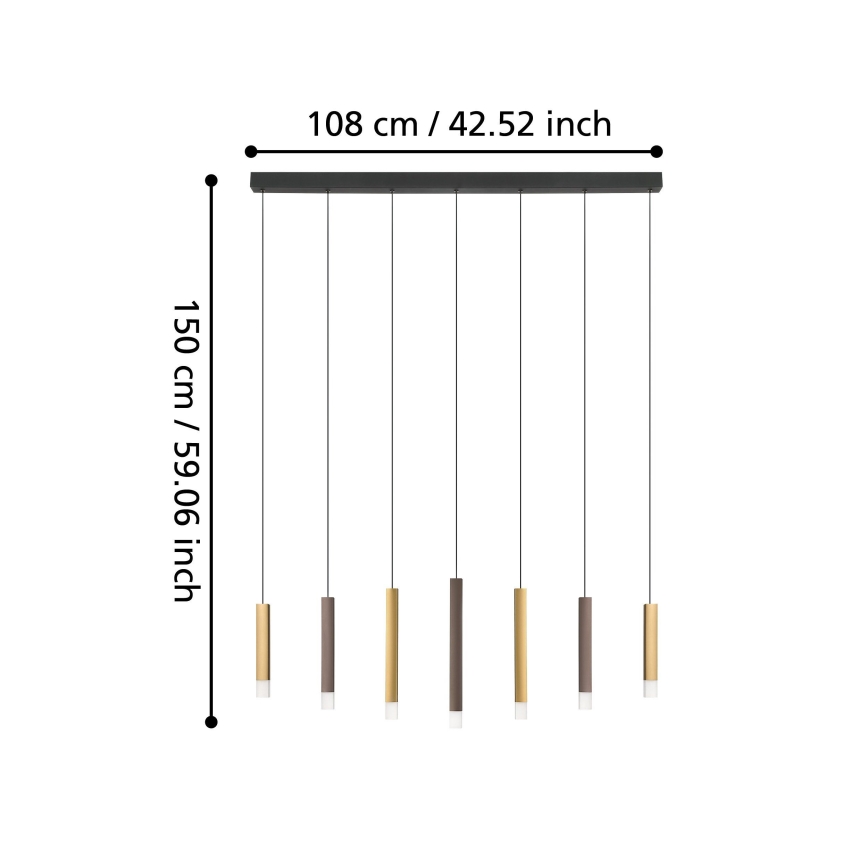 Eglo - LED Димируем пендел 7xLED/3,1W/230V 3000K антрацит/златист