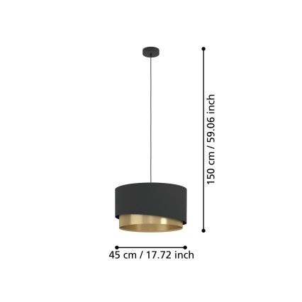 Eglo - Пендел 1xE27/40W/230V черен/златист