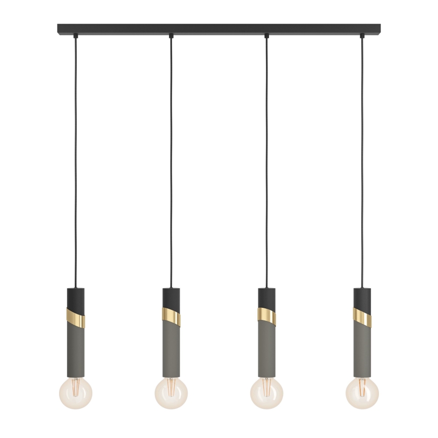 Eglo - Пендел 4xE27/40W/230V черен/златист