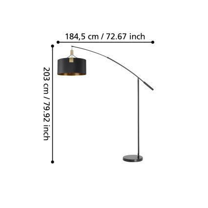 Eglo - Лампион 3xE27/40W/230V черен/златист