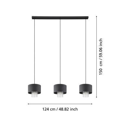 Eglo - Пендел 3xE27/40W/230V черен