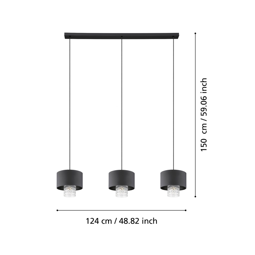 Eglo - Пендел 3xE27/40W/230V черен