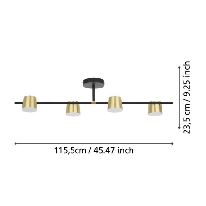 Eglo - LED Полилей за повърхностен монтаж 4xGU10/4,6W/230V 3000K златист