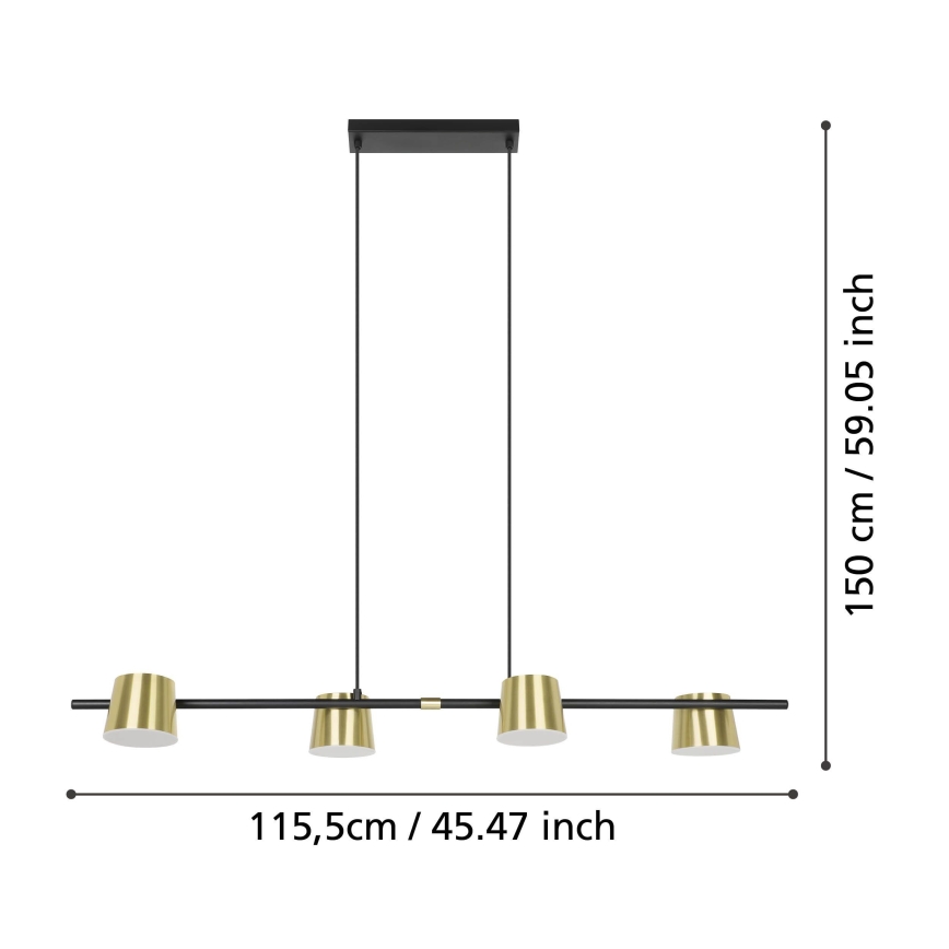 Eglo - LED Пендел 4xGU10/4,6W/230V 3000K златист
