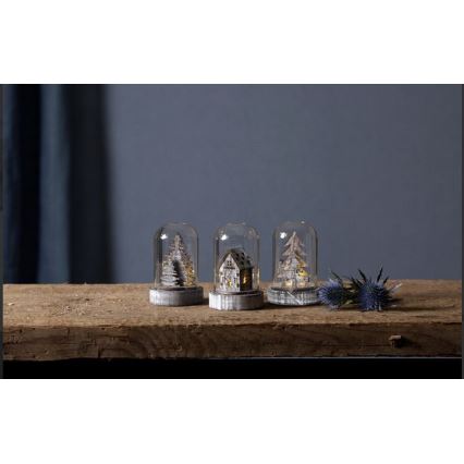 Eglo - Комплект от 3 LED коледни декорации LED/0,06W/1xCR2032 кафяви