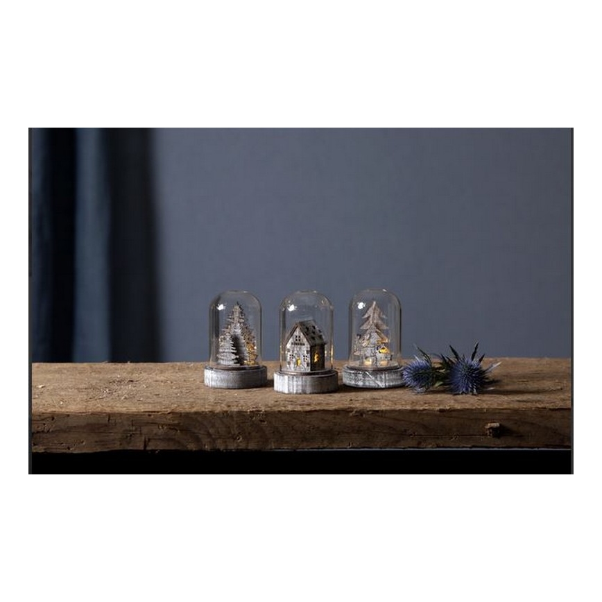 Eglo - Комплект от 3 LED коледни декорации LED/0,06W/1xCR2032 кафяви