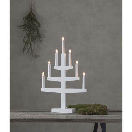 Eglo - Коледен свещник 7xE10/3W/230V бял
