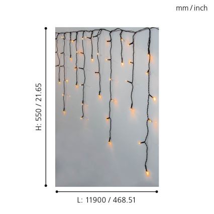Eglo 410824 - LED Екстериорни Коледни лампички 480xLED/17x0,55m IP44 топло бял