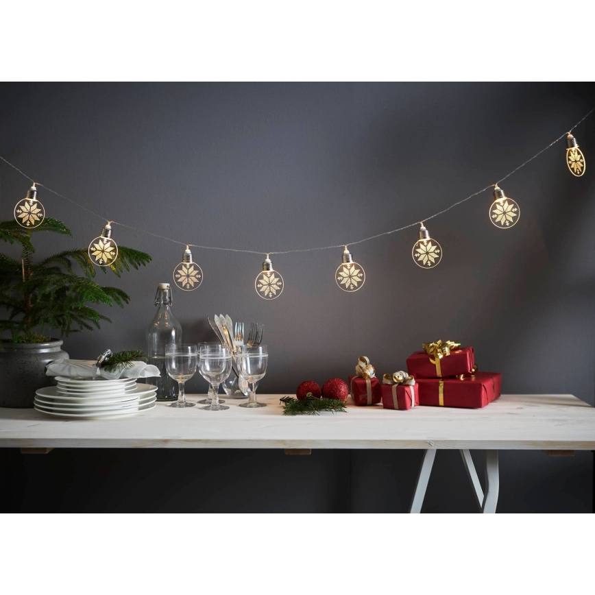 Eglo 411112 - LED Коледни лампички ORNAMENT 10xLED/3xAA 2,4m топло бяло