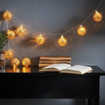 Eglo 411115 - LED Коледен гирлянд GLITTER 10xLED/2xAA 1,65м топла бяла светлина