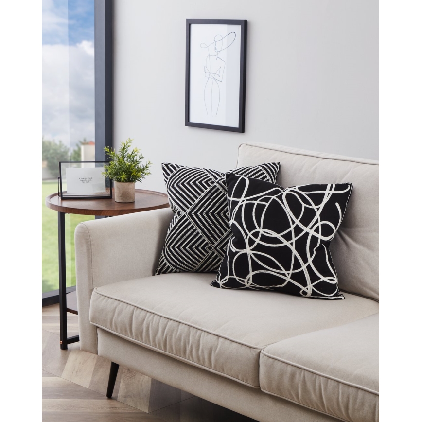 Eglo - Декоративна възглавница 45x45 см черен/бял