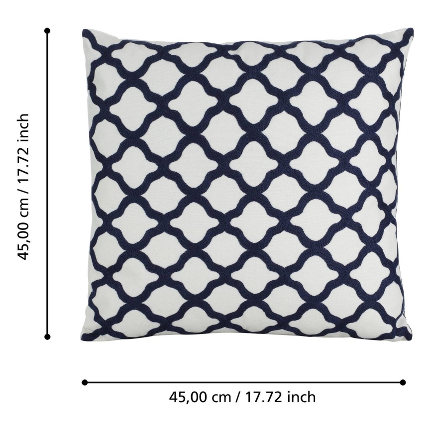 Eglo - Декоративна възглавница 45x45 см бяло/синьо