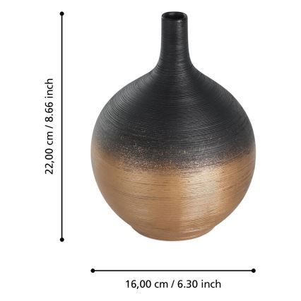 Eglo - Керамична ваза 22x16 см черен/златист