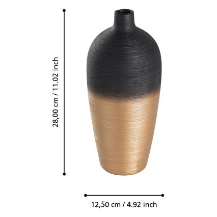 Eglo - Керамична ваза 28x12,5 см черен/златист