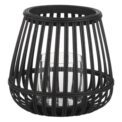 Eglo - Свещник 20x22 см черен/бамбук