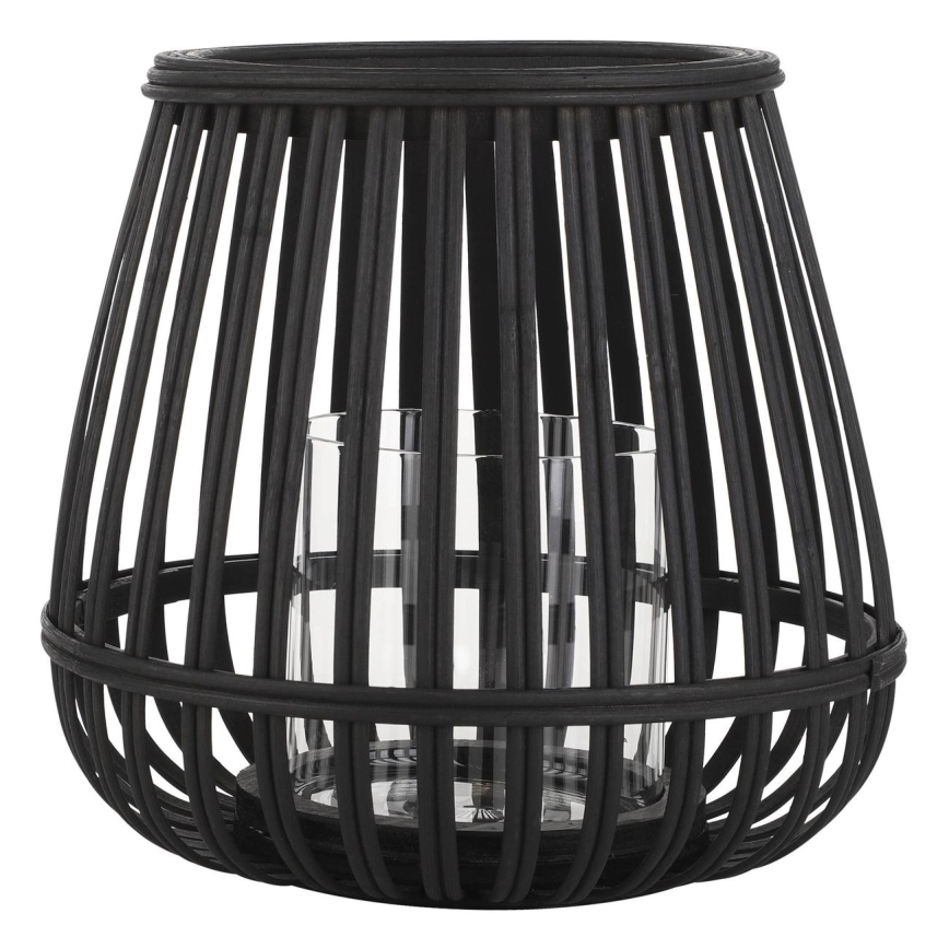 Eglo - Свещник 20x22 см черен/бамбук