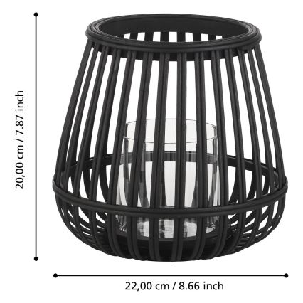 Eglo - Свещник 20x22 см черен/бамбук