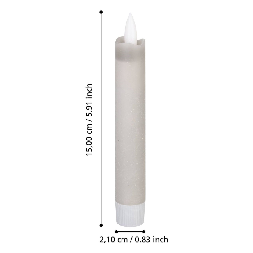 Eglo 422223 - Комплект от 2 LED свещи ANTANABE LED/1xAAA 15 см сиви