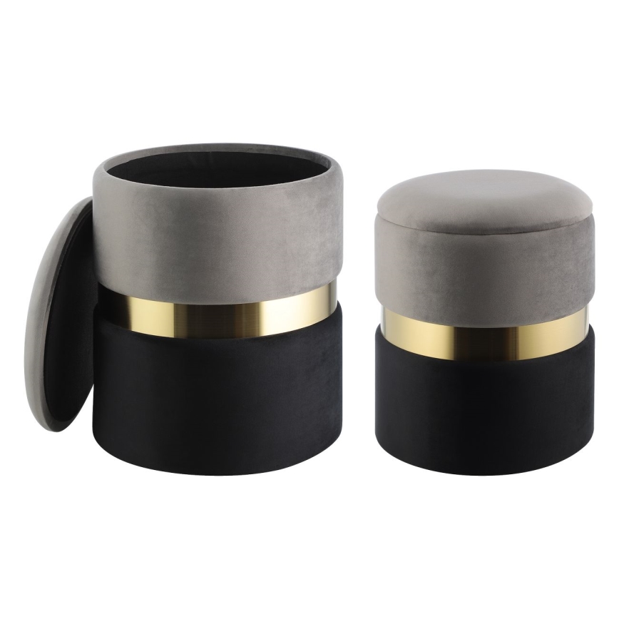 Eglo - К-кт 2x Табуретка Ø 31,5/36 см сив/черен/златист