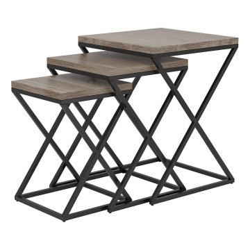 Eglo 424783 - Комплект от 3 странични маси CLONMANY, кафяво/черно