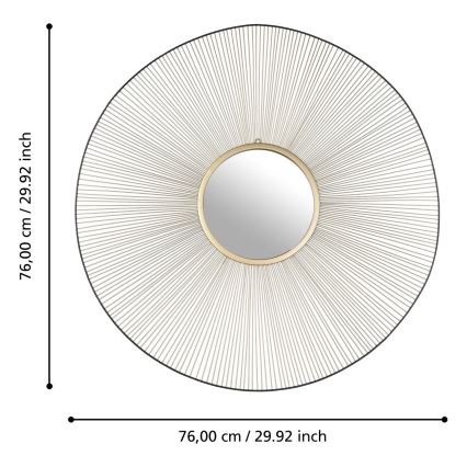 Eglo - Стенно огледало с диаметър 76 см, златисто/черно