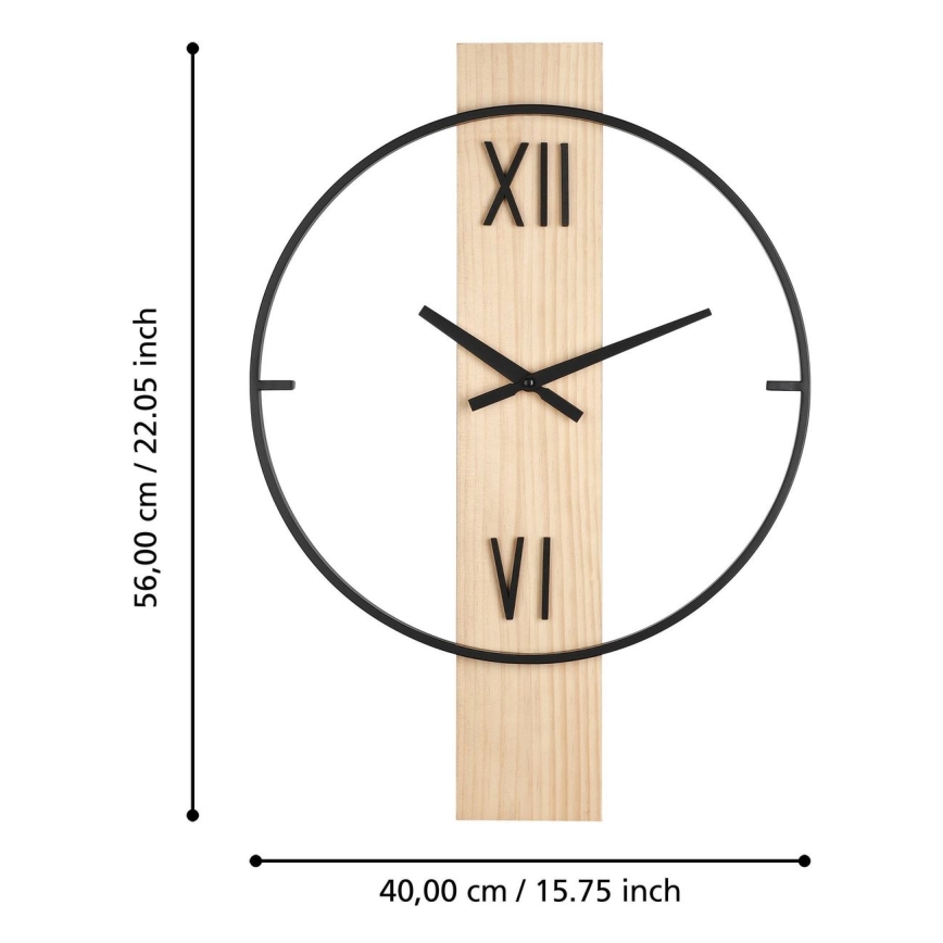Eglo - Стенен часовник 1xAA 56x40 см дърво/метал