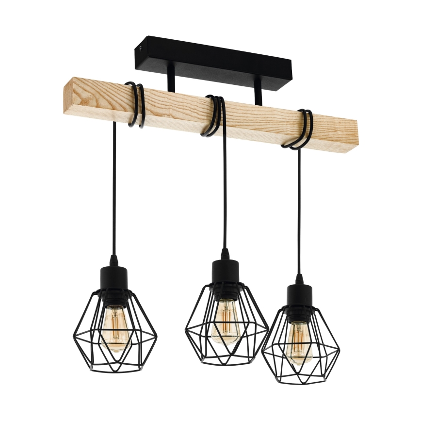 Eglo - Полилей за повърхностен монтаж TOWNSHEND 3xE27/60W/230V бор