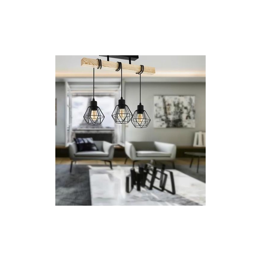Eglo - Полилей за повърхностен монтаж TOWNSHEND 3xE27/60W/230V бор