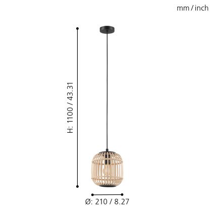 Eglo 43231 - Полилей на верижка BORDESLEY 1xE27/28W/230V дм. 210mm