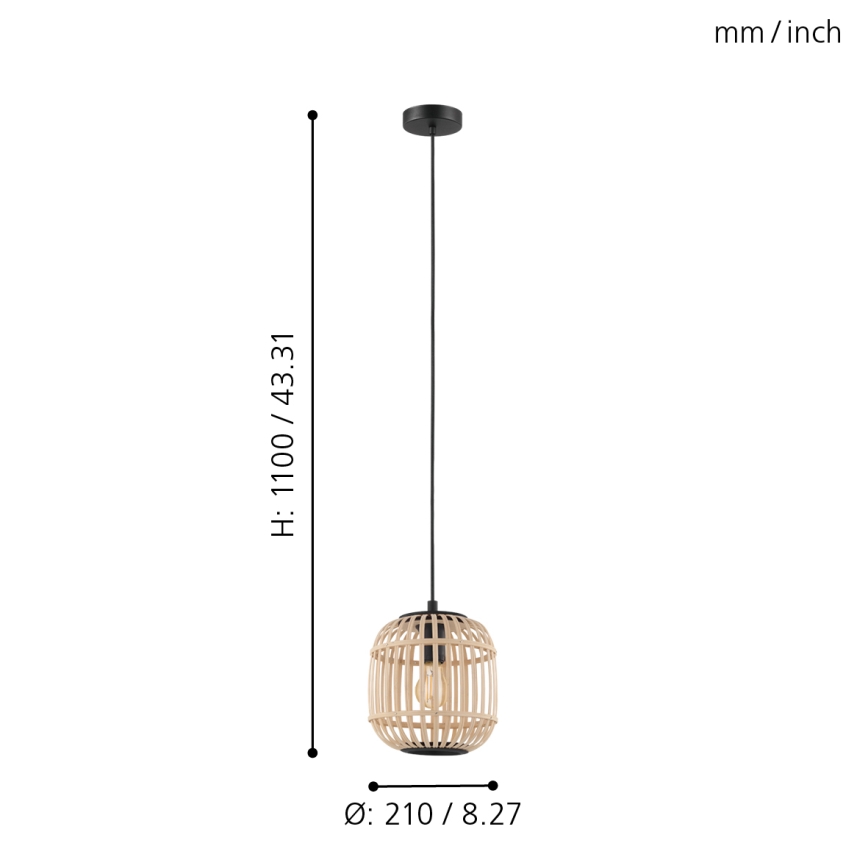 Eglo 43231 - Полилей на верижка BORDESLEY 1xE27/28W/230V дм. 210mm
