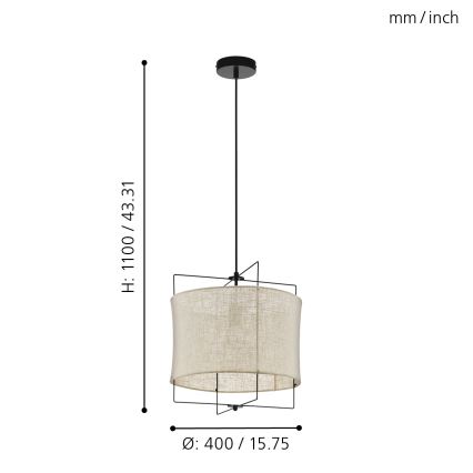 Eglo - Полилей на верижка 1xE27/60W/230V дм. 400mm