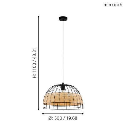 Eglo - Висящ полилей 1xE27/40W/230V