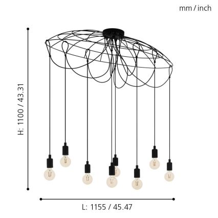 Eglo - Полилей на въже 8xE27/40W/230V