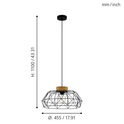 Eglo - Полилей на въже 1xE27/60W/230V