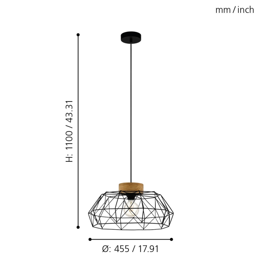 Eglo - Полилей на въже 1xE27/60W/230V