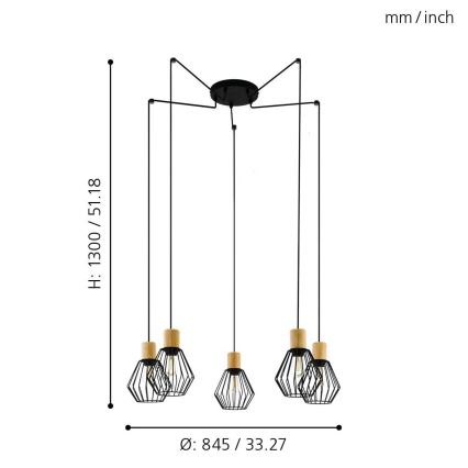 Eglo - Пендел 5xE27/60W/230V паяк