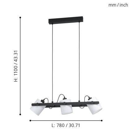 Eglo - Полилей на въже 3xE27/28W/230V