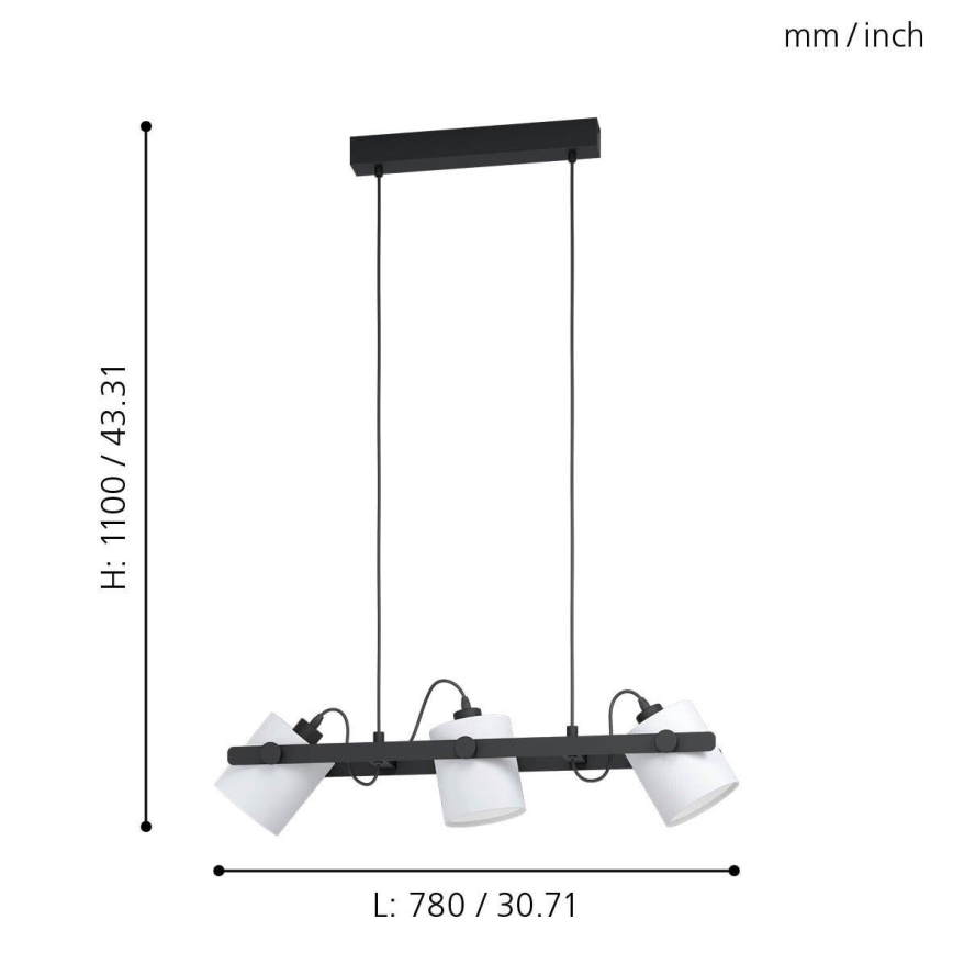 Eglo - Полилей на въже 3xE27/28W/230V