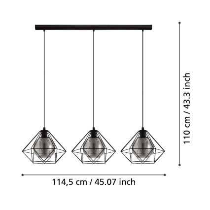 Eglo - Полилей на въже 3xE27/40W/230V