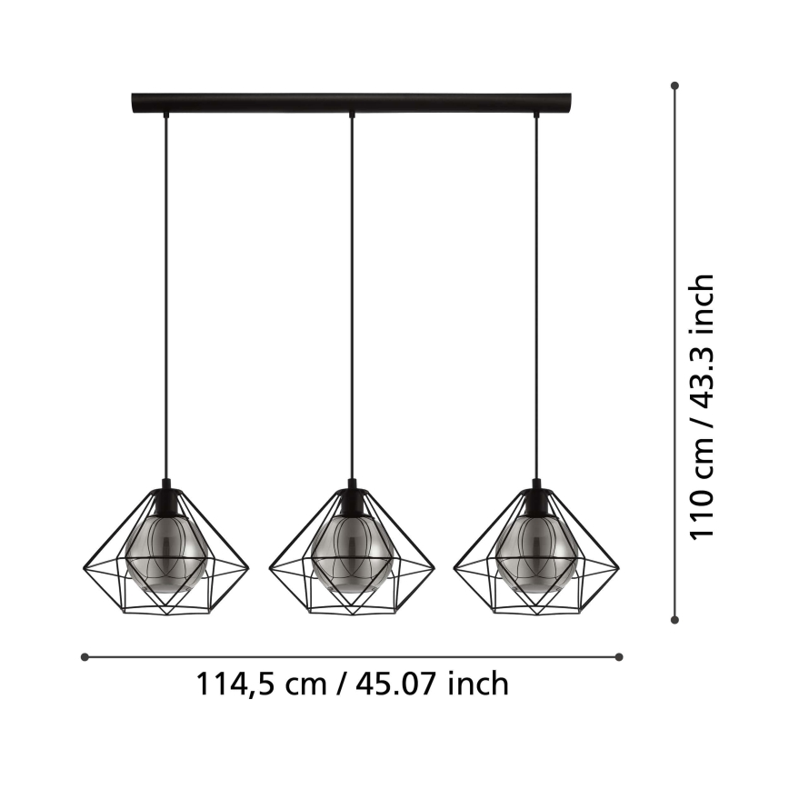 Eglo - Полилей на въже 3xE27/40W/230V
