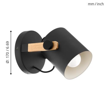 Eglo - Настенно осветително тяло 1xE27/28W/230V