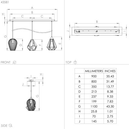 Eglo - Висящ полилей 3xE27/40W/230V