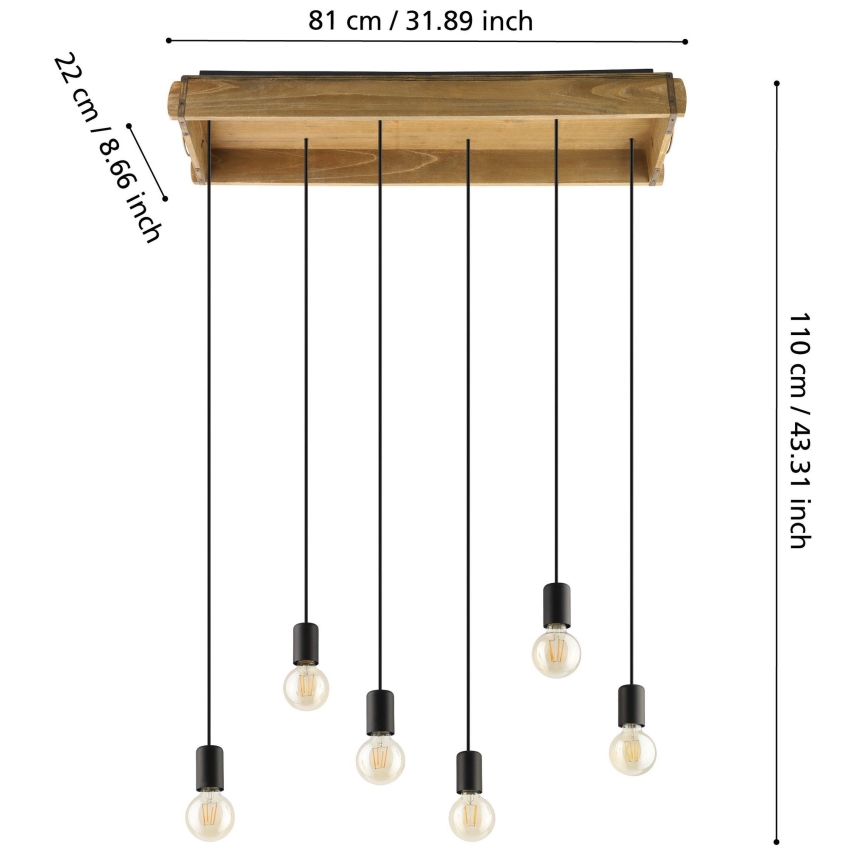 Eglo - Висящ полилей 6xE27/40W/230V