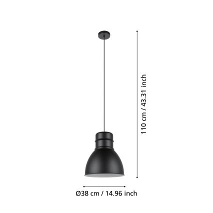 Eglo - Висящ полилей 1xE27/60W/230V черен