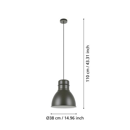 Eglo - Висящ полилей 1xE27/60W/230V сив
